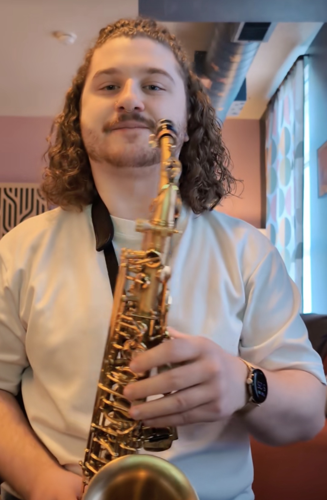 Race Hoglund playing saxophone